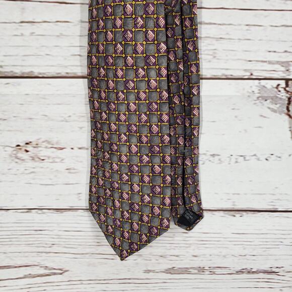 Villa Bugatti Men's Multicolor Geometric 100%Italian Silk Tie - Picture 5 of 8